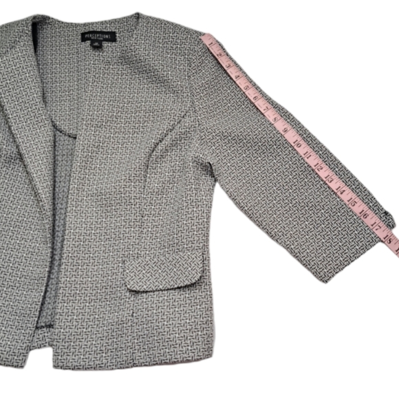 Perceptions New‎ York Women's Blazer Size 12 Grey, Black, White 3/4 qrt sleeves - Picture 7 of 14